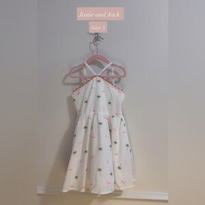Janie and Jack White Dress with Green and Pink Print